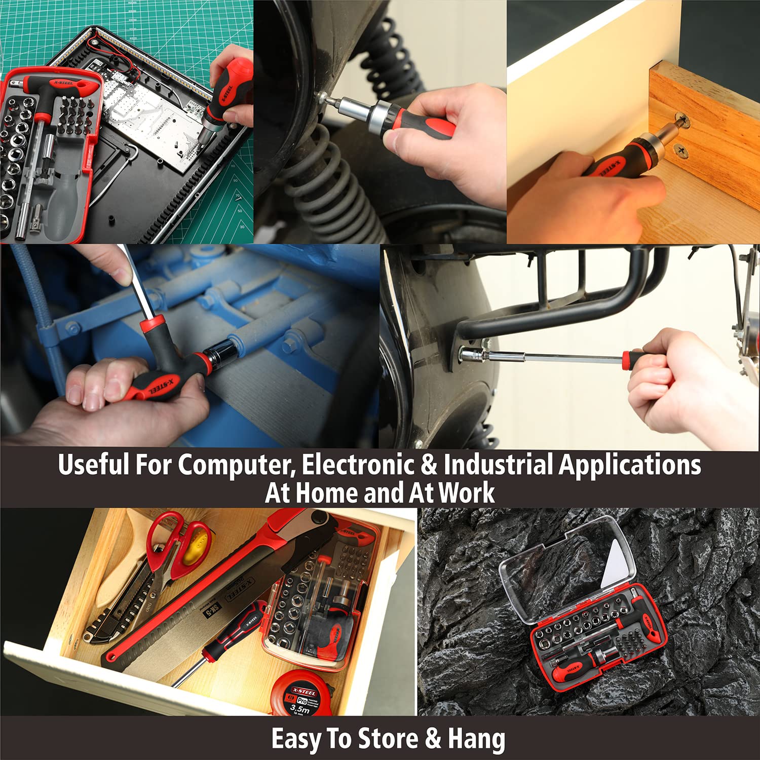 X-STEEL compact storage box keeps accessories organized