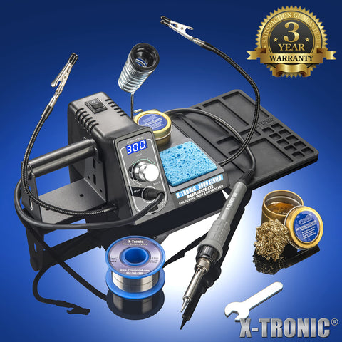 X-Tronic 3020-XTS kit layout with two helping hands for steadier boards
