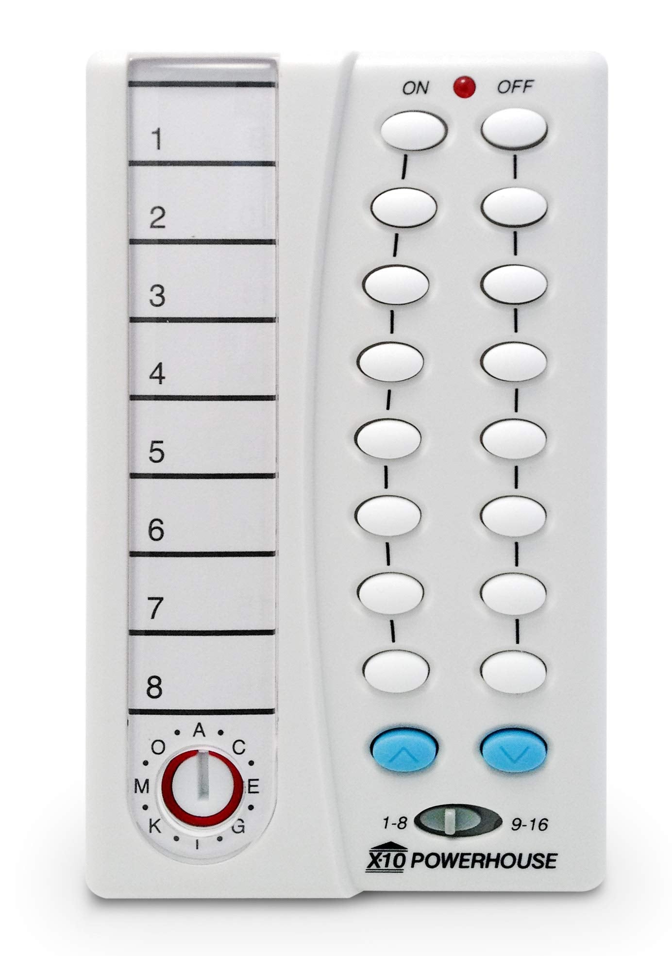 X10 HR12A PalmPad Remote, front view, enables wireless multi-device control.