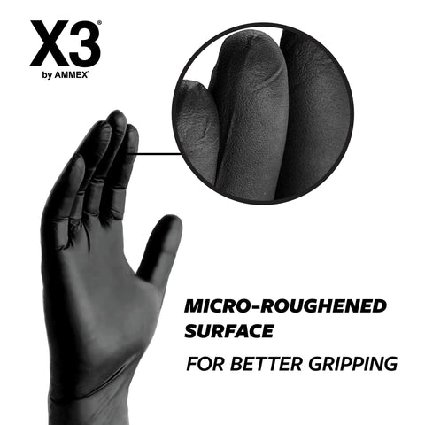 X3 bulk box of 1000 black nitrile gloves for daily use