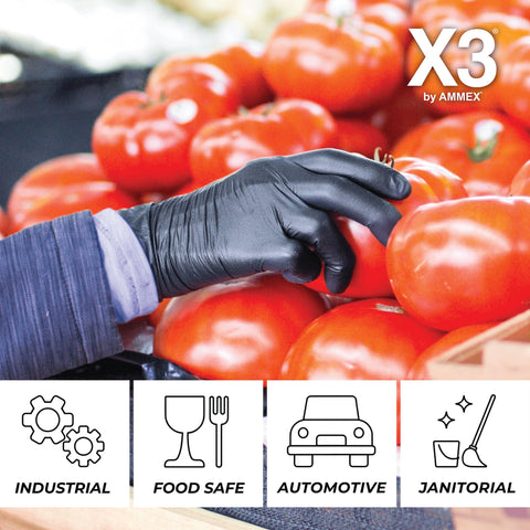 X3 black gloves bulk case-1000 for busy kitchens and salons