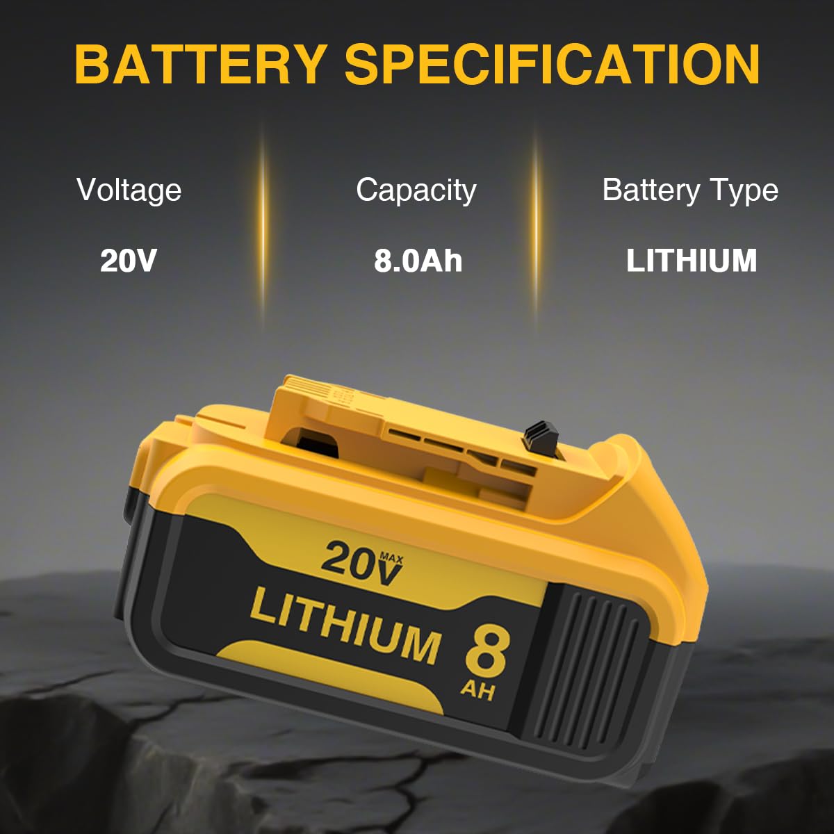 XAMP 8000mAh battery pack side view with balanced weight.