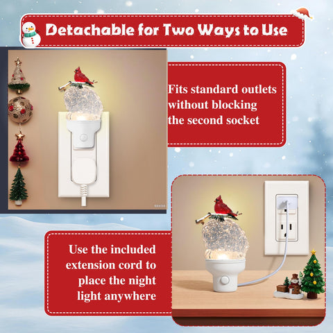 Xanqinluma cardinal-pinecone design, festive centerpiece with warm decorative glow.