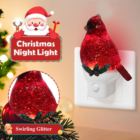 Xanqinluma Christmas Cardinal night light shows glitter motion for festive ambience.