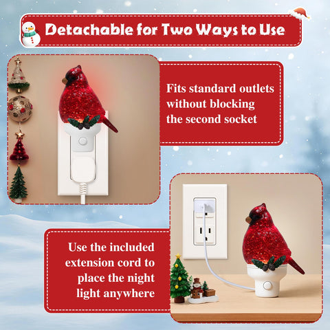 Xanqinluma Christmas Cardinal night light in nursery creating soft, safe glow.
