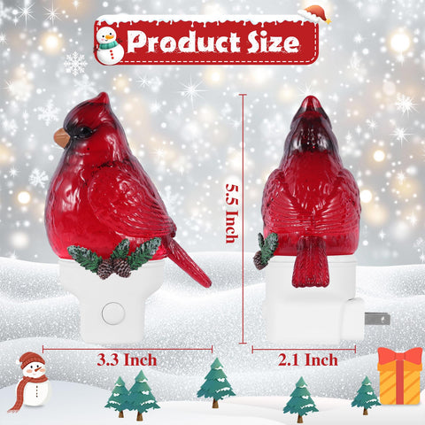 Xanqinluma Christmas Cardinal night light with USB power option for portable use.