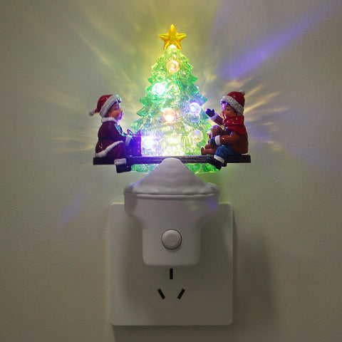 Xanqinluma Christmas night light wall plug with seesaw kids adds festive charm to hallways
