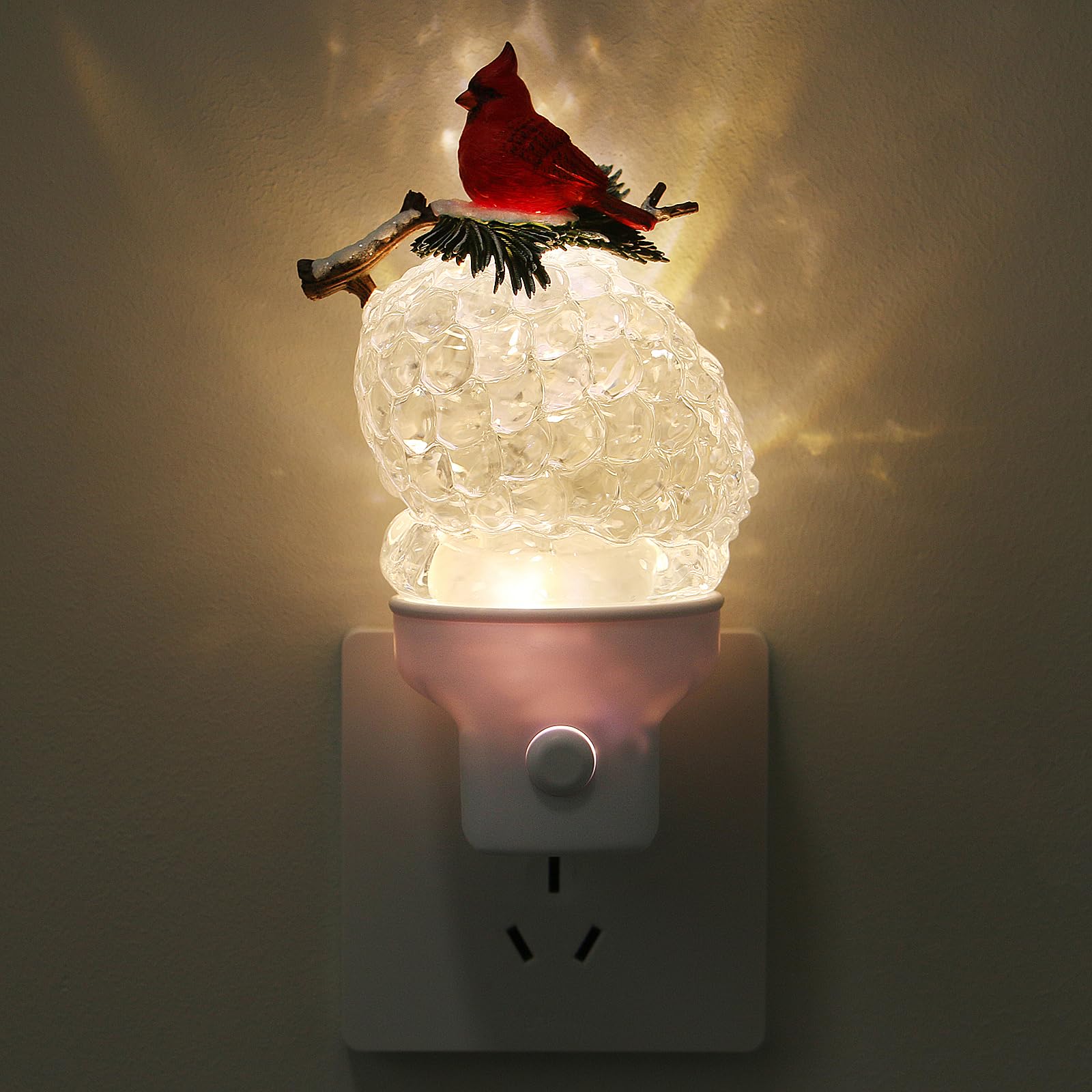 Xanqinluma Christmas Night Light plugged into wall, festive glow for hallways and bedrooms.