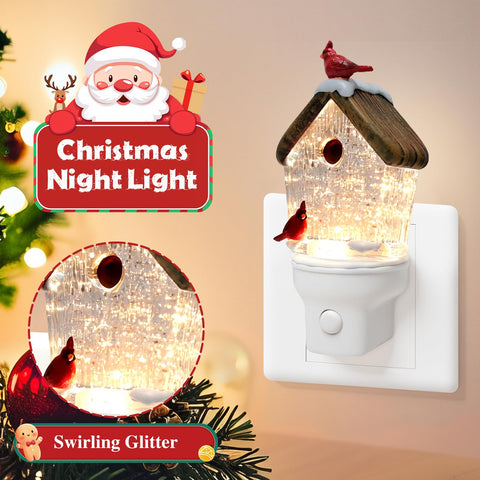 Xanqinluma glitter water night light on table, swirling sparkle ideal for desks and nightstands.