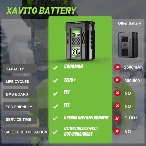 XAVITO 60V charger compatibility with Greenworks CH60R00 and more.