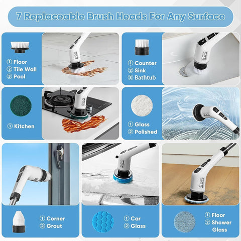 XBllcyiv Electric Spin Scrubber corner brush cleans grout lines and edges