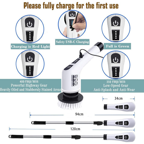 XBllcyiv Electric Spin Scrubber flat brush for surface cleaning on tiles