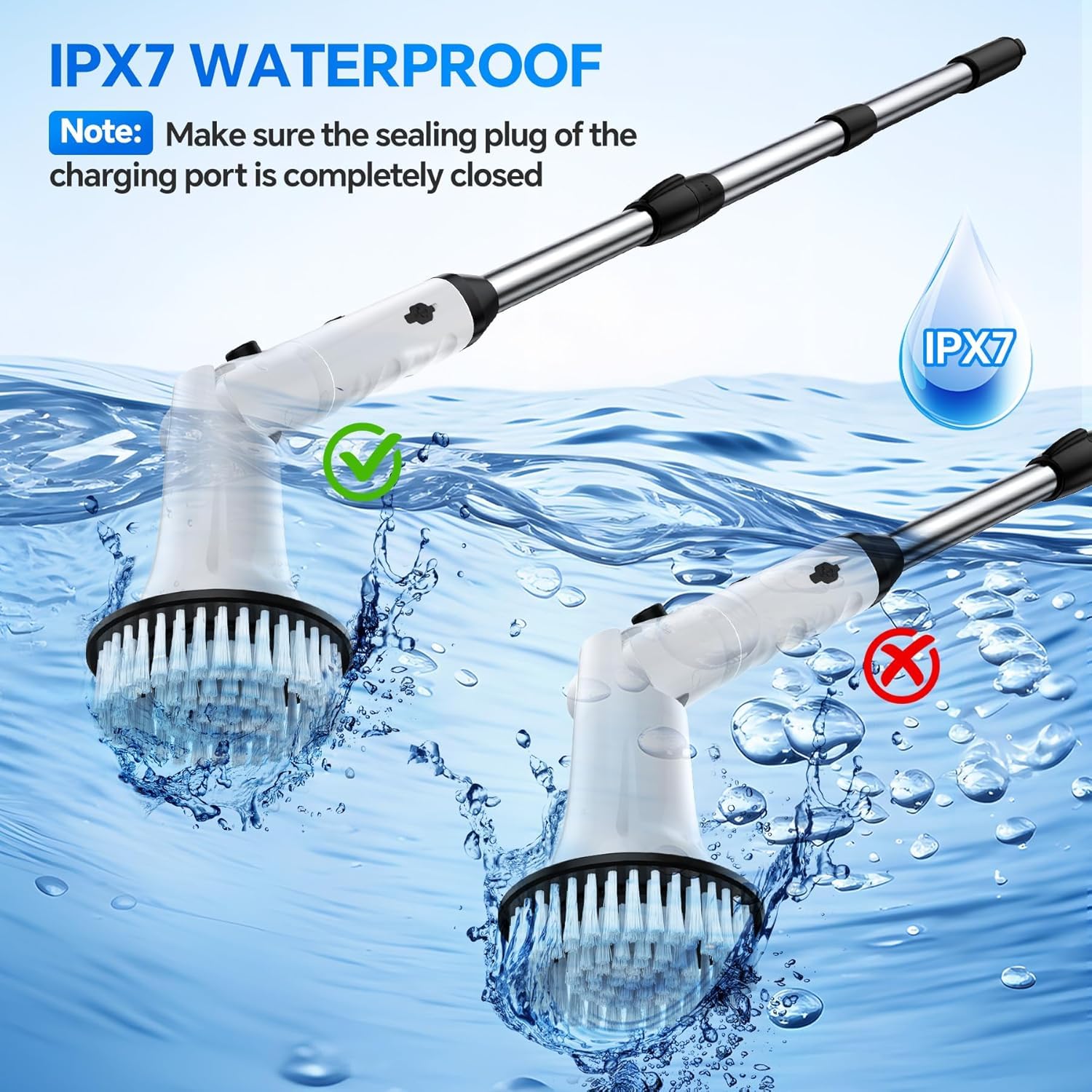 XBllcyiv Electric Spin Scrubber USB-C charging and battery level display