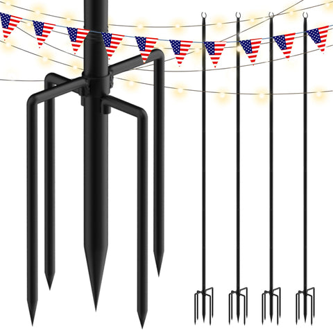Xbrigh 4-pack 9ft outdoor string light poles for patios, ensuring stable lighting for outdoor events.