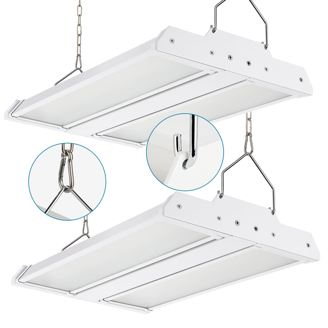 Xbuyee High Bay Light front view demonstrates intense daylight performance for warehouses.