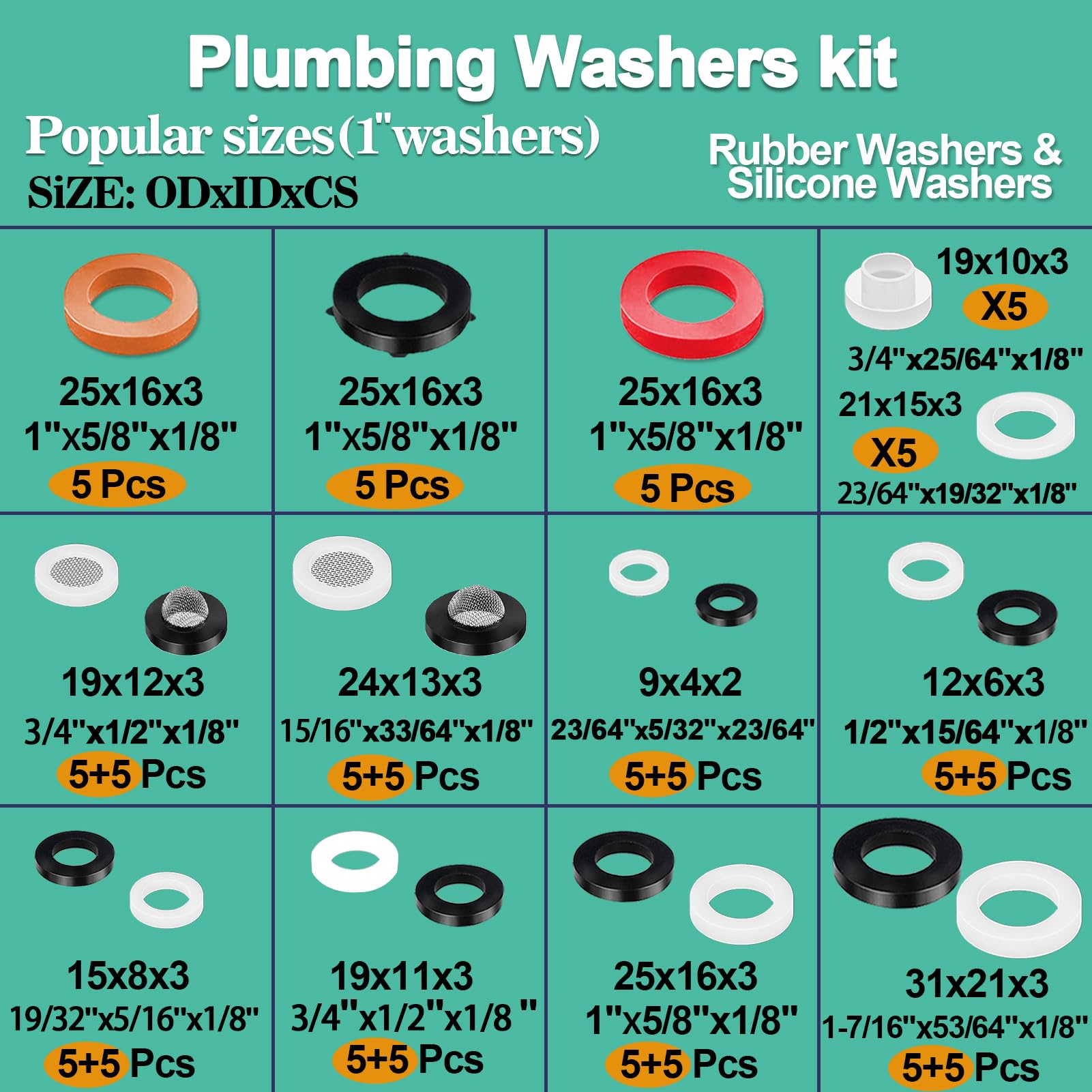 XBVV flat and beveled washers in multiple sizes for precise seals