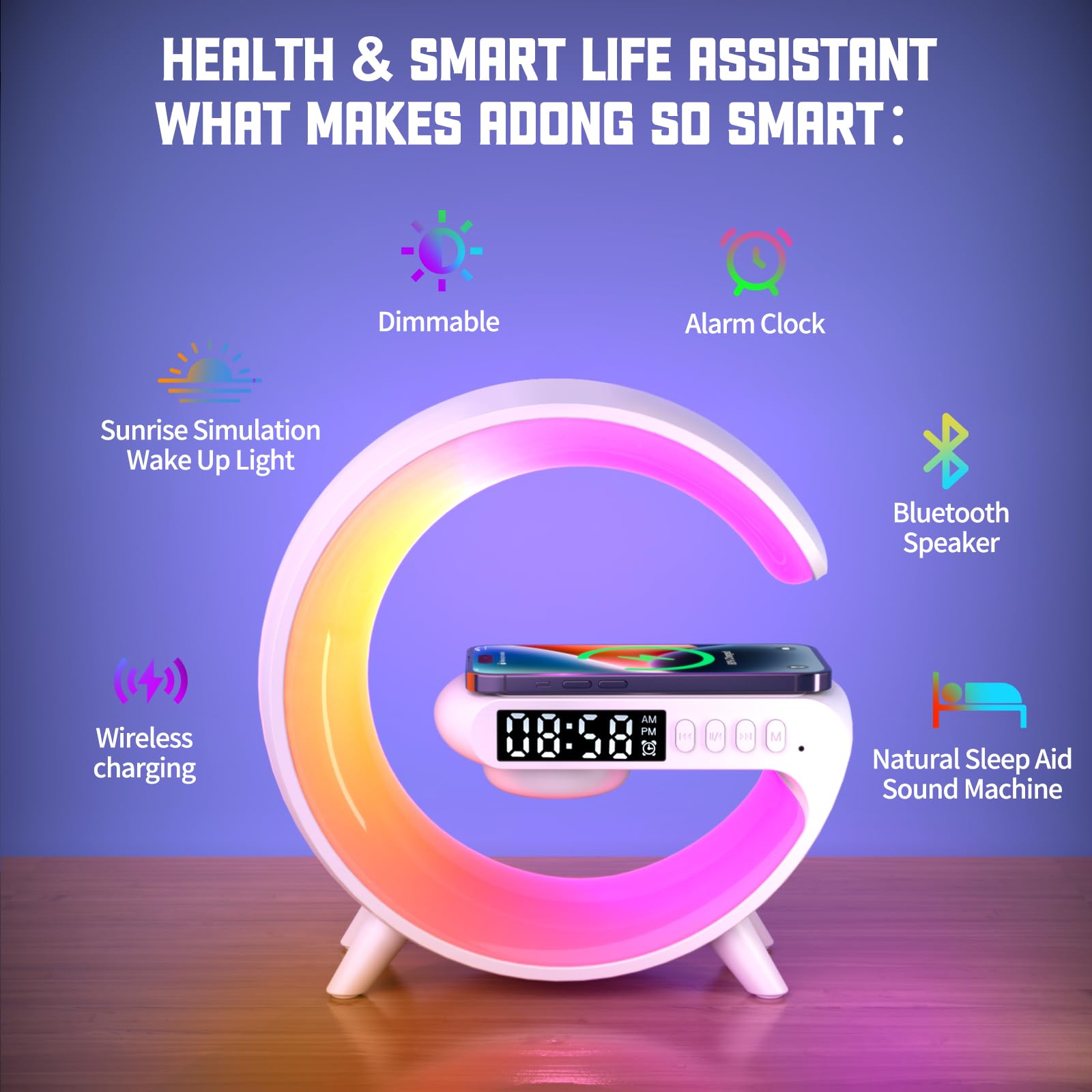 XCDIFA sunrise wake light demonstrates a warm glow for gradual mornings.