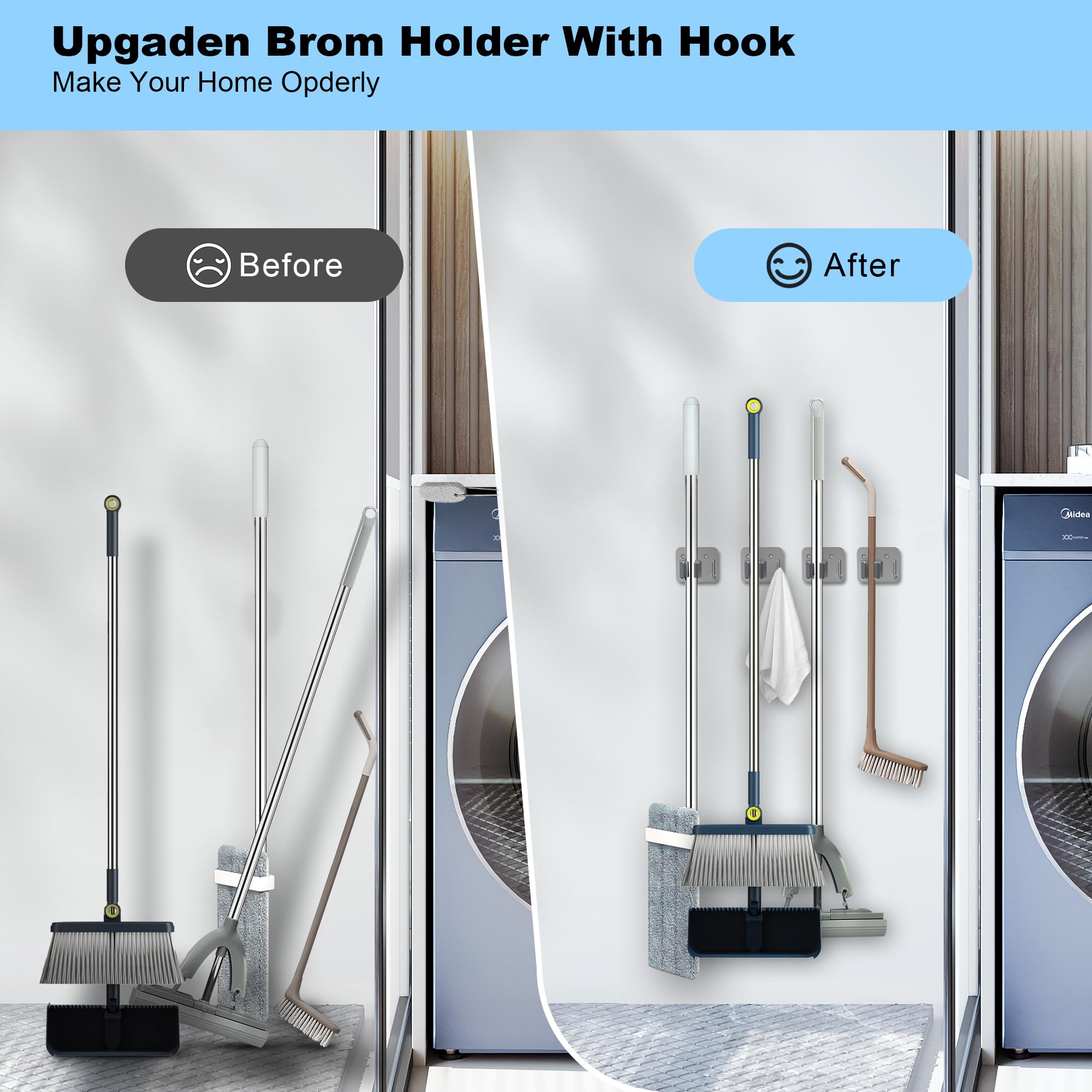 XCIXCI durable 304 stainless steel mop holder designed for long-lasting organization