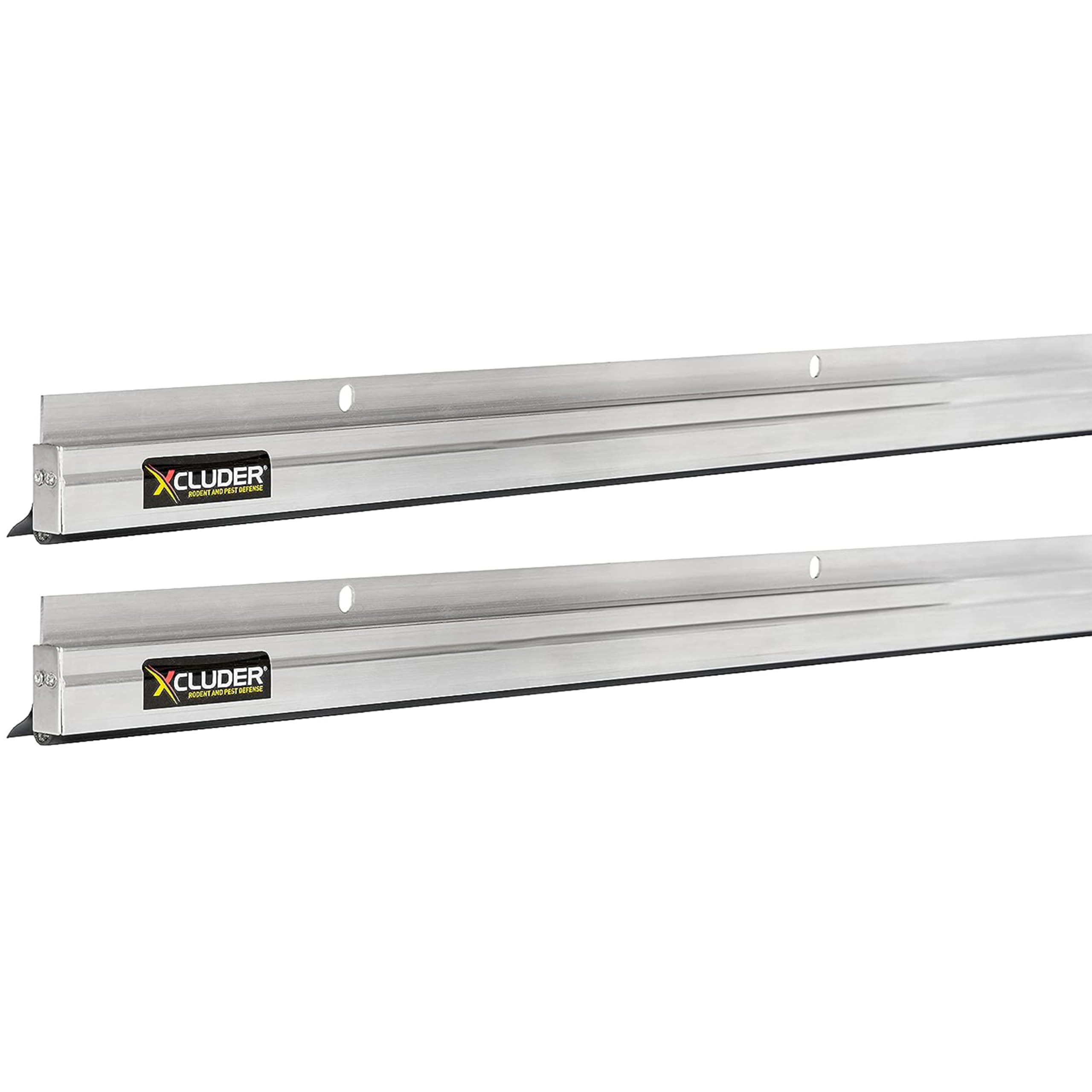 Xcluder low-profile 36-inch door sweep side view showing compact frame