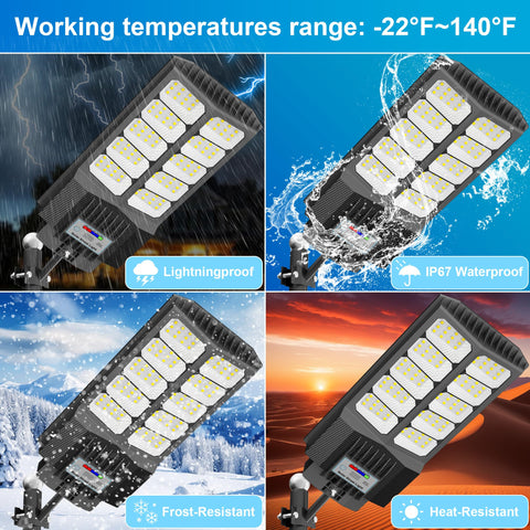 XCQMHF solar street light beam covering wide 180° area for driveways and walkways.