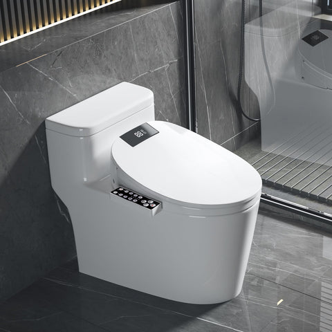 XCQQ electric heated bidet seat self-cleaning nozzle maintains hygiene before and after use.