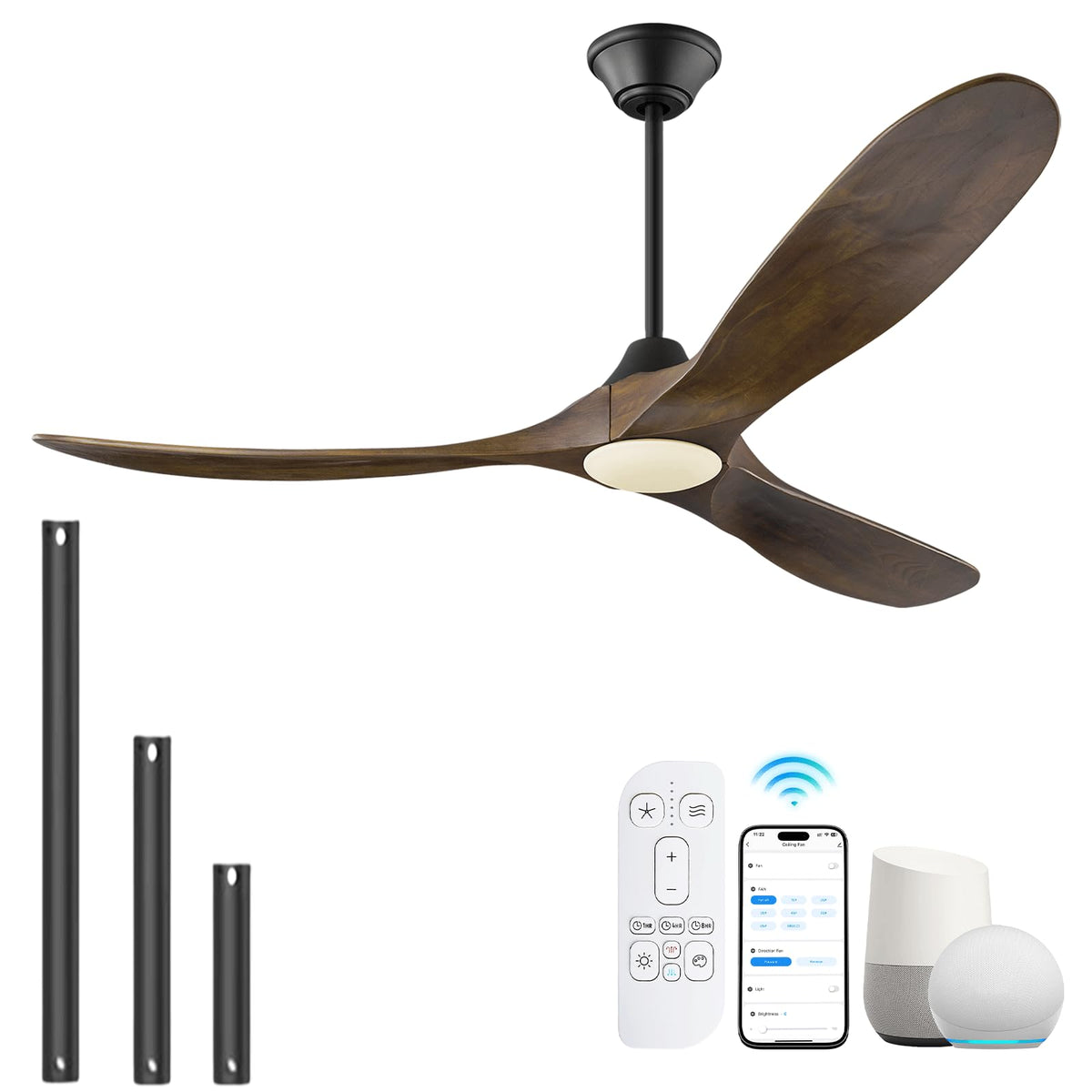 XCWIIE 60-inch outdoor ceiling fan with lights for patio coverage.