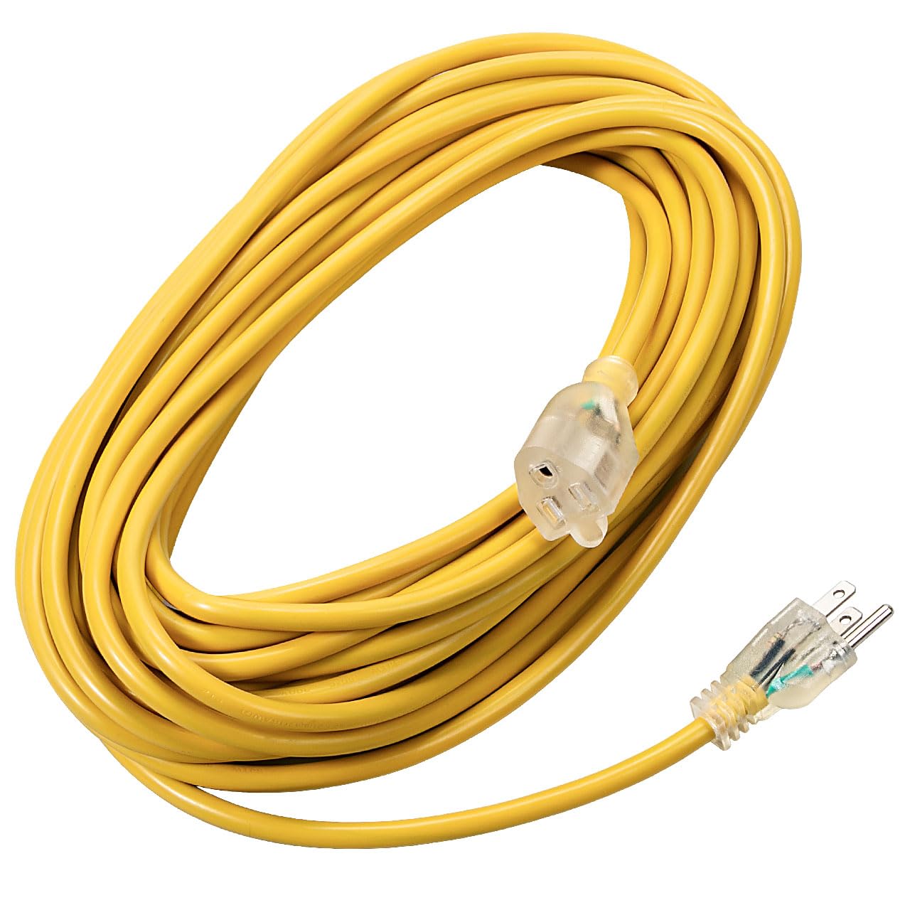 XCWT 50ft yellow extension cord for Pro Team backpack vacuum, ideal for extended cleanings.