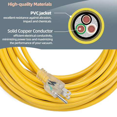 XCWT bright yellow cord boosts outdoor safety and visibility during cleaning.