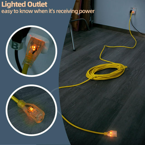 XCWT yellow cord ends illuminate to indicate power during use.