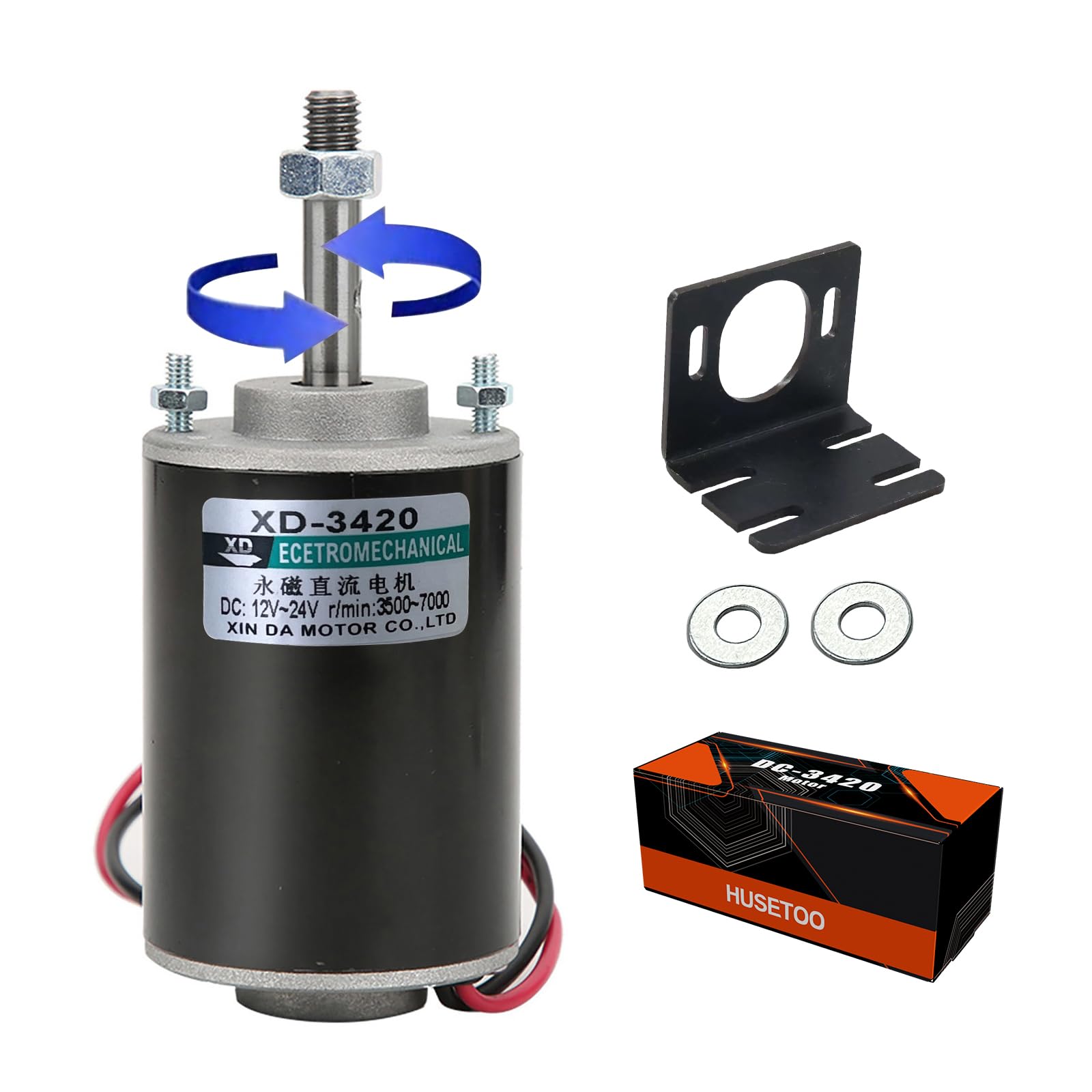 XD-3420 high torque motor 12V/24V for versatile DIY projects.
