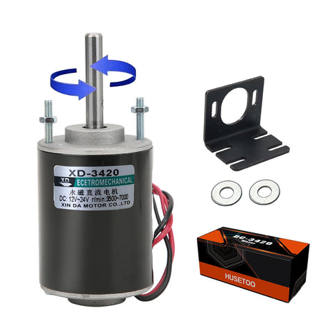 XD-3420 motor front view showing compact design for 12V use