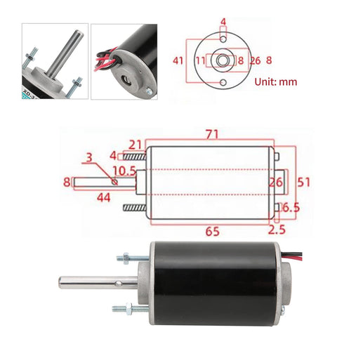 XD-3420 motor side view illustrating CW CCW capability for DIY projects