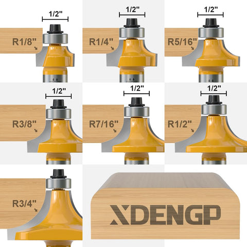 XDENGP roundover bit with 1/4-inch radius for smooth edging in woodworking