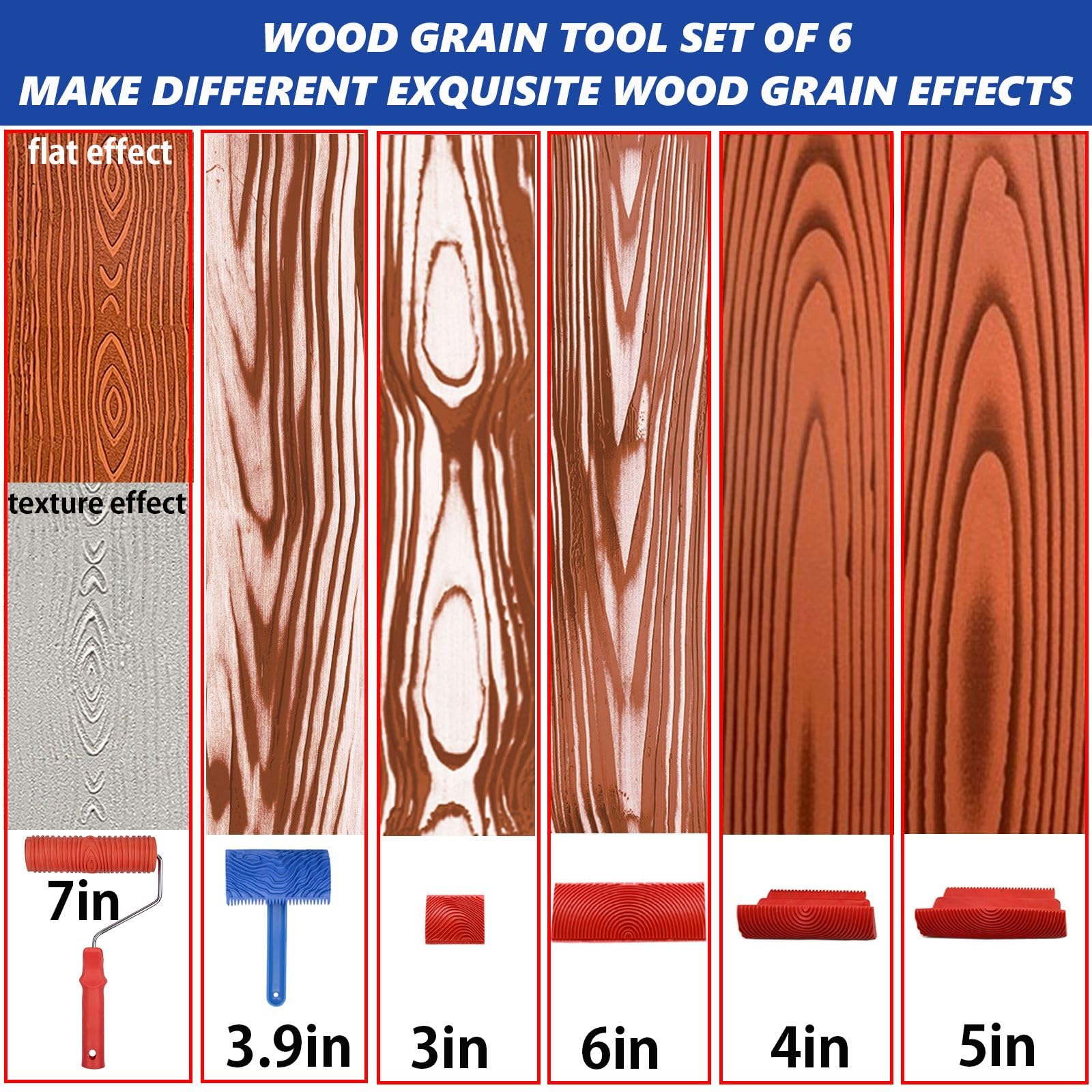 XDONEF wood grain rocker tool 4-inch creates natural grain textures on surfaces.