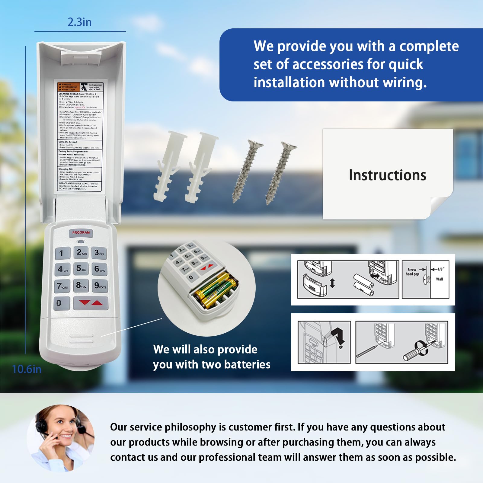 XDTKML Genie Keypad compact design fits beside the door
