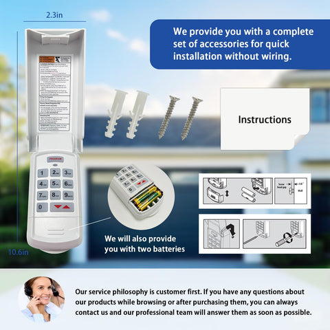 XDTKML Genie Keypad compact design fits beside the door