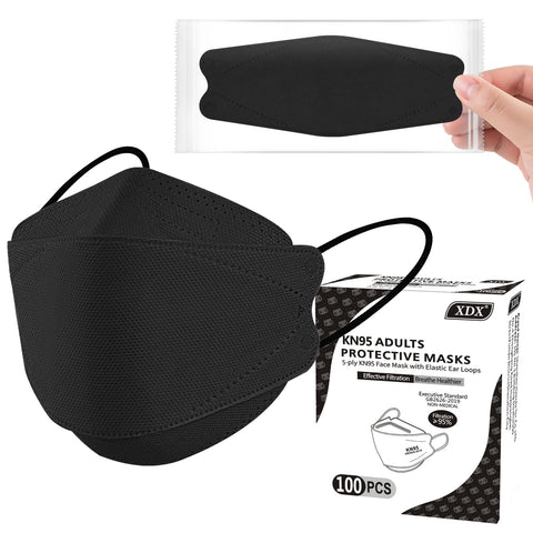 XDX KN95 5-layer mask, individually wrapped for convenient on-the-go protection.