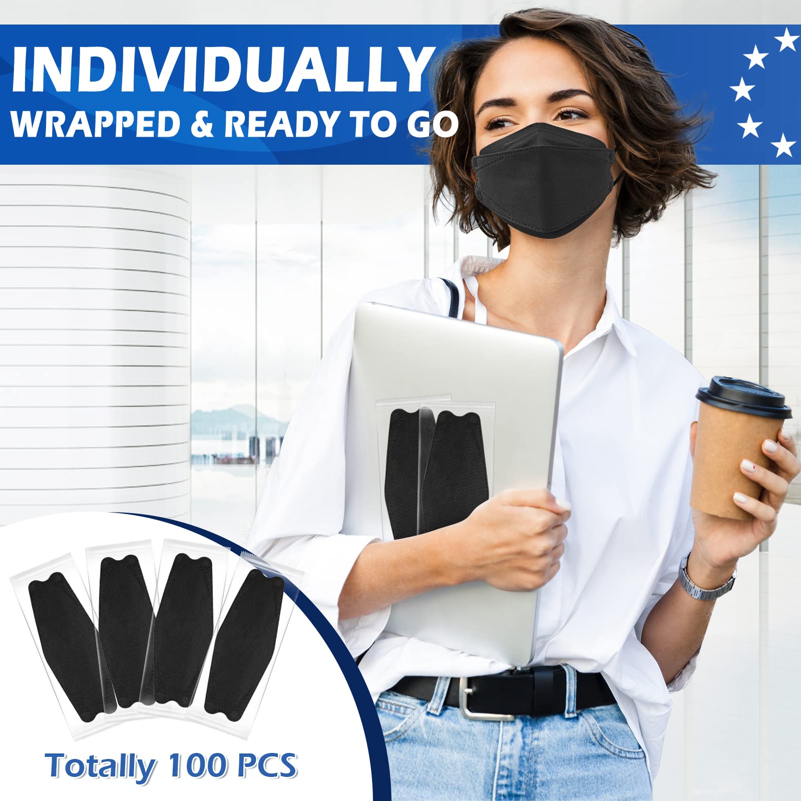 XDX KN95 packaged disposable masks, ready to use and portable.