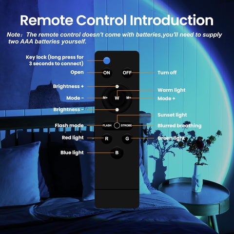 XEBKOR Sunset Projection Lamp 360-degree rotation shapes walls and ceilings