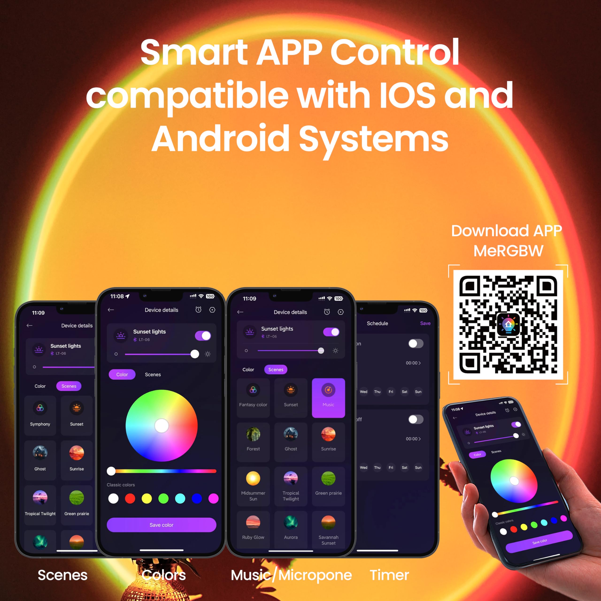 XEBKOR Sunset Projection Lamp app control for easy mood lighting