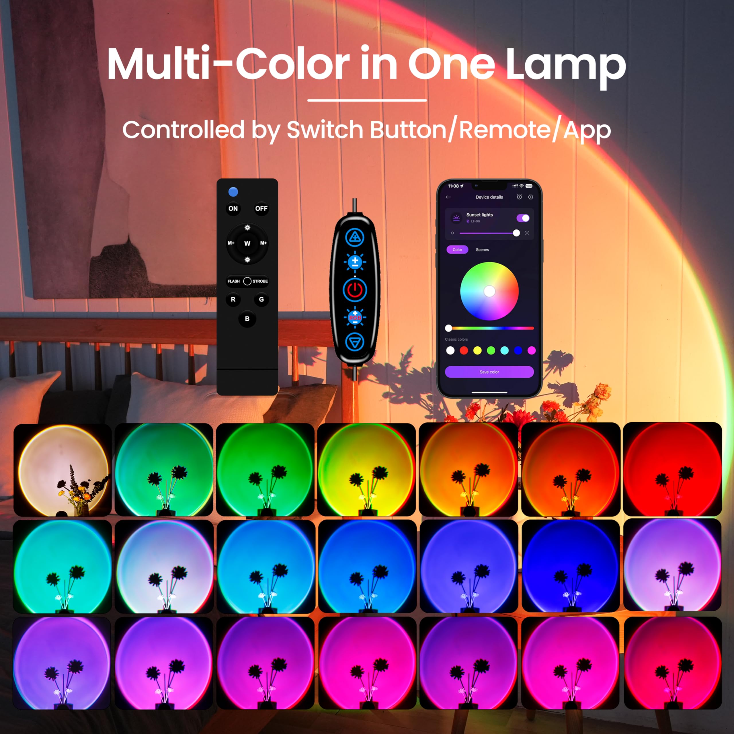 XEBKOR Sunset Projection Lamp wide color range enhances photography backdrops