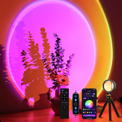 XEBKOR Sunset Projection Lamp with remote control glow for cozy living room ambiance