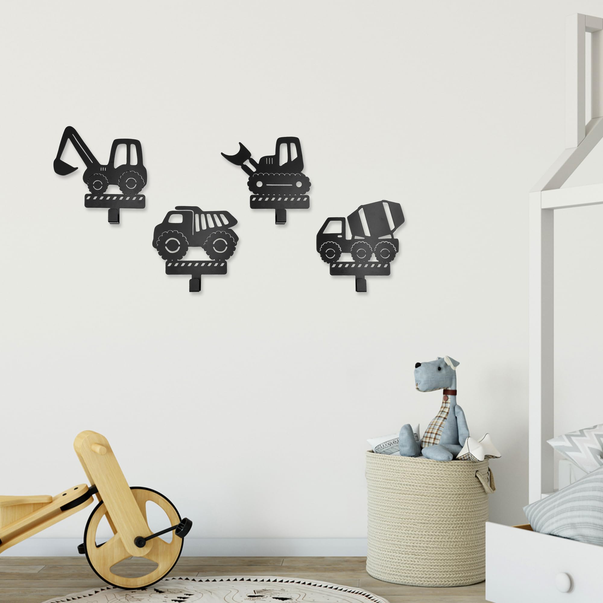 Xedatric excavator silhouette hook enables easy organization for backpacks.