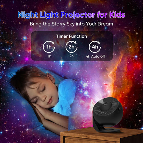 Xeefeel Galaxy Projector creates a gentle starry ambience in a kids' room