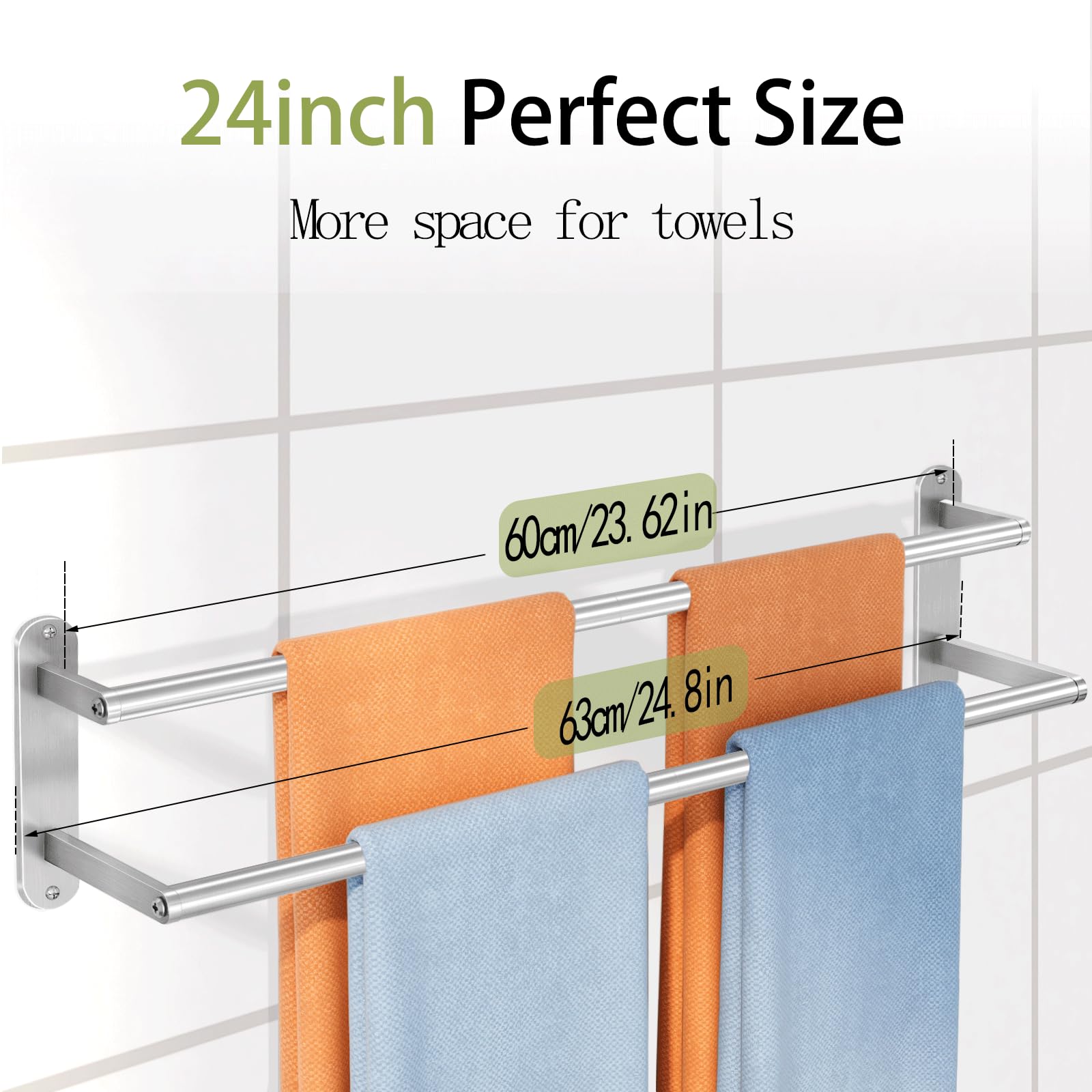 XEENEW step-design towel bars keep towels separated for quick drying.