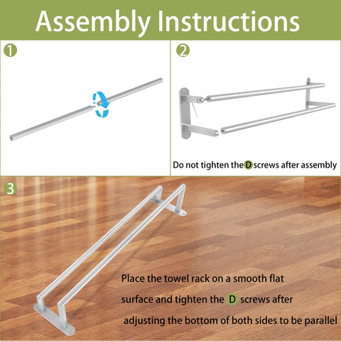XEENEW 24.8-inch towel rod fits compact spaces while holding two towels.