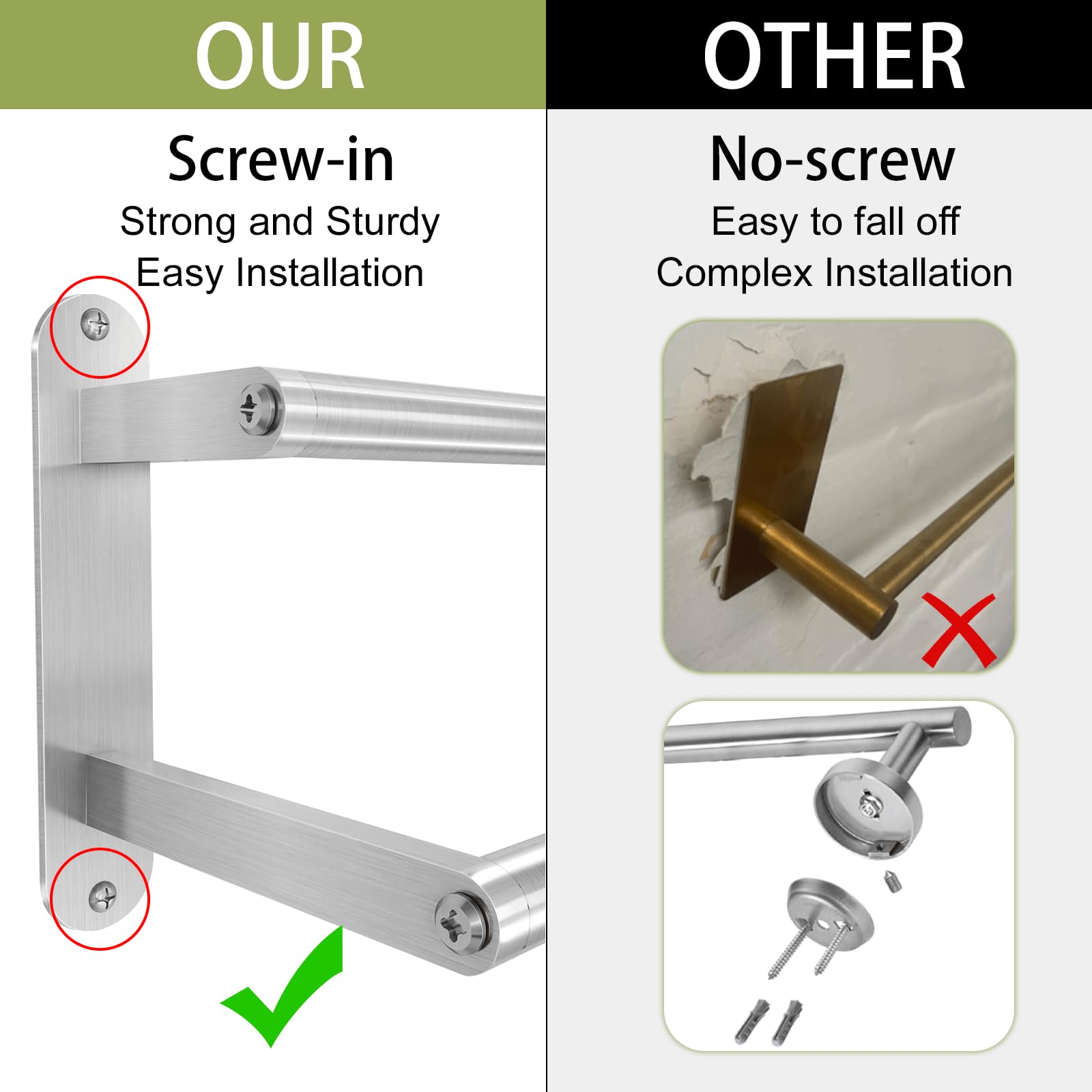 XEENEW wall-mounted towel rack with staggered bars for easy access.