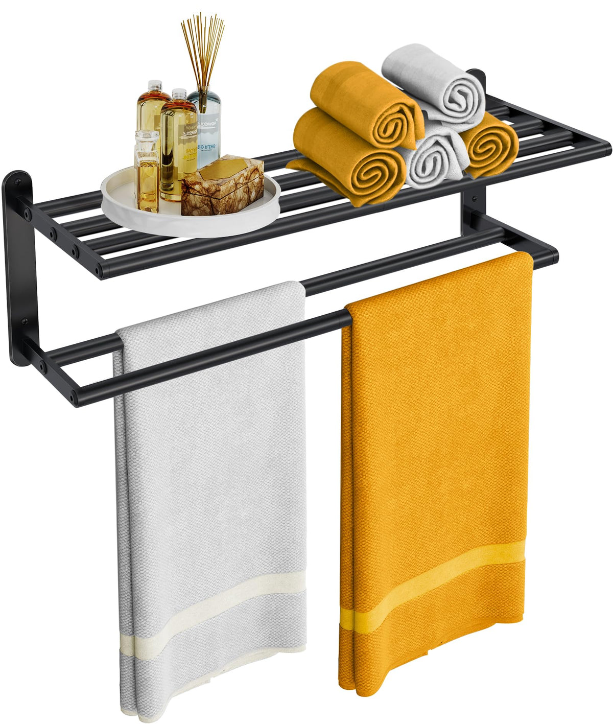 XEENEW double towel rack wall-mounted for extra towel storage