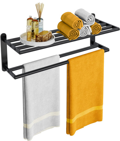 XEENEW double towel rack wall-mounted for extra towel storage