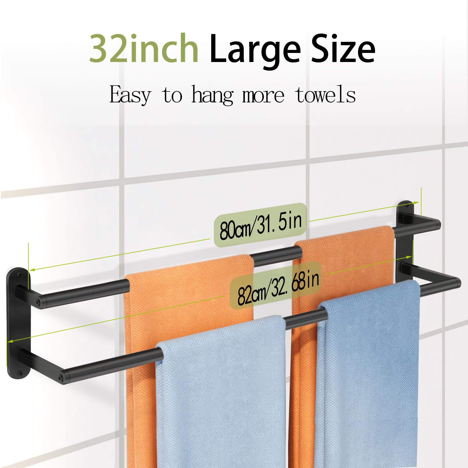 XEENEW 32.68-inch total length offers extra towel capacity in compact spaces